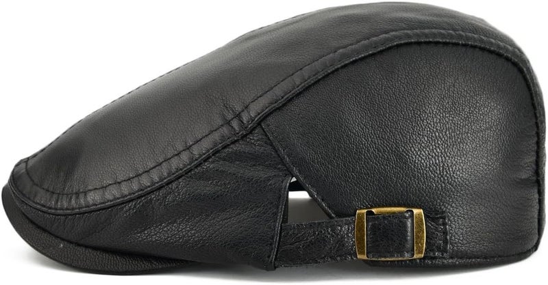 VOBOOM Men Women Adjustable Genuine Leather Ivy Cap Newsboy Hat - Image 2